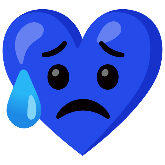Blue heart and Sad but relieved face