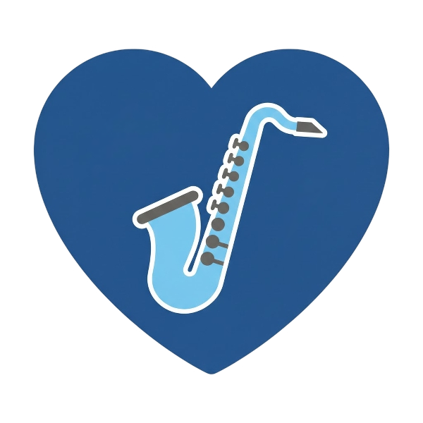 Blue heart and Saxophone