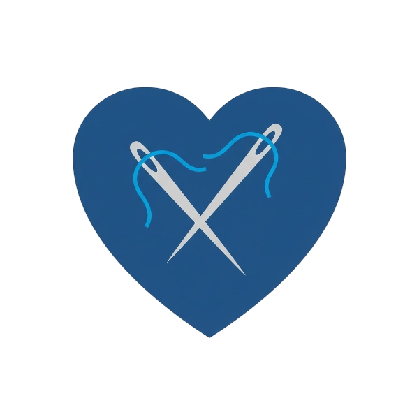 Blue heart and Sewing needle