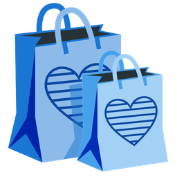blue heart and shopping bags