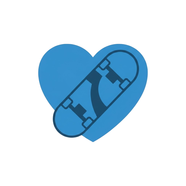Blue heart and Skateboard
