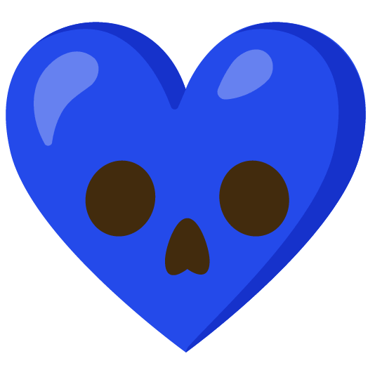 Blue heart and Skull