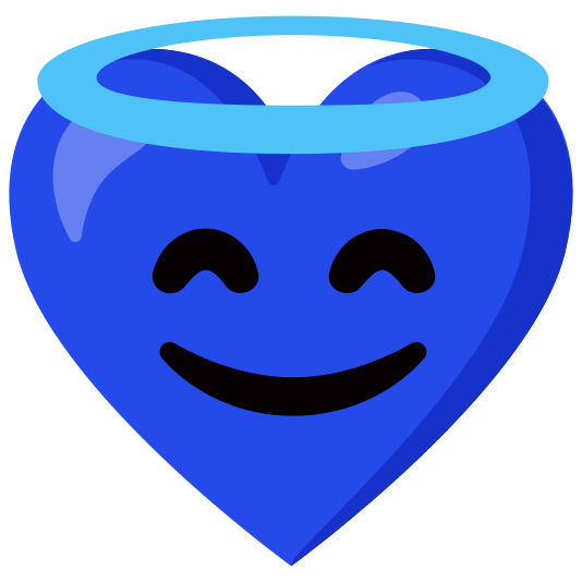 Blue heart and Smiling face with halo