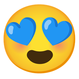 Blue heart and Smiling face with heart-eyes