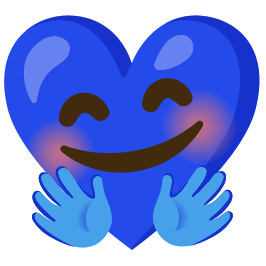 Blue heart and Smiling face with open hands