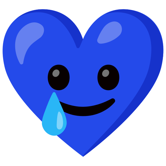Blue heart and Smiling face with tear