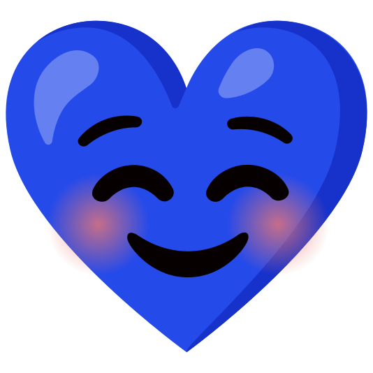 Blue heart and Smiling face