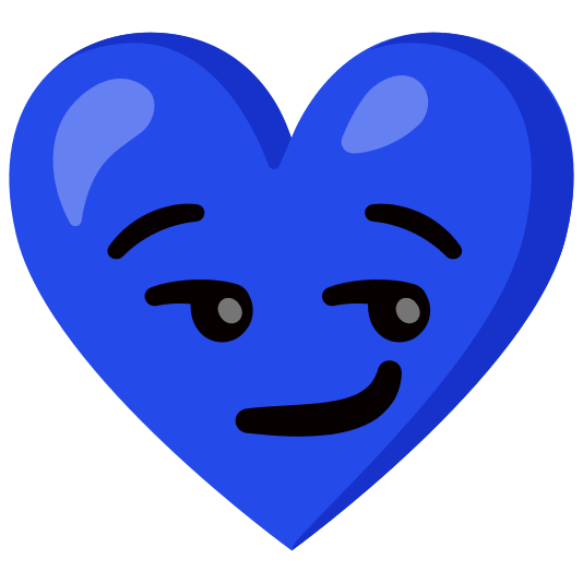 Blue heart and Smirking face