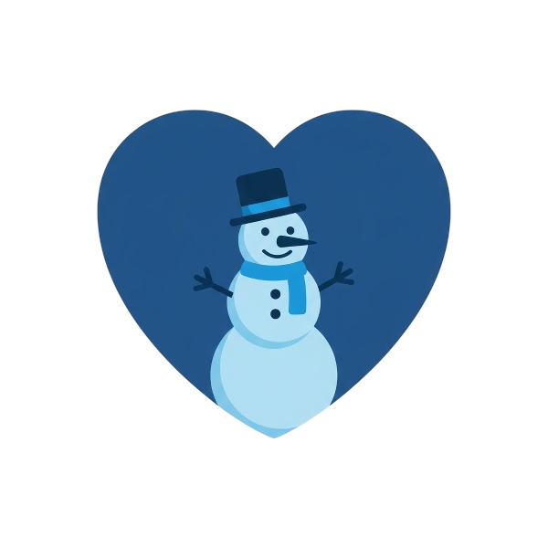 Blue heart and Snowman without snow