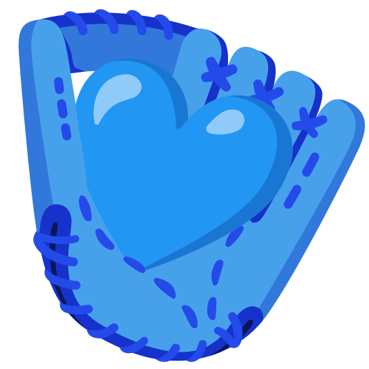 Blue heart and Softball