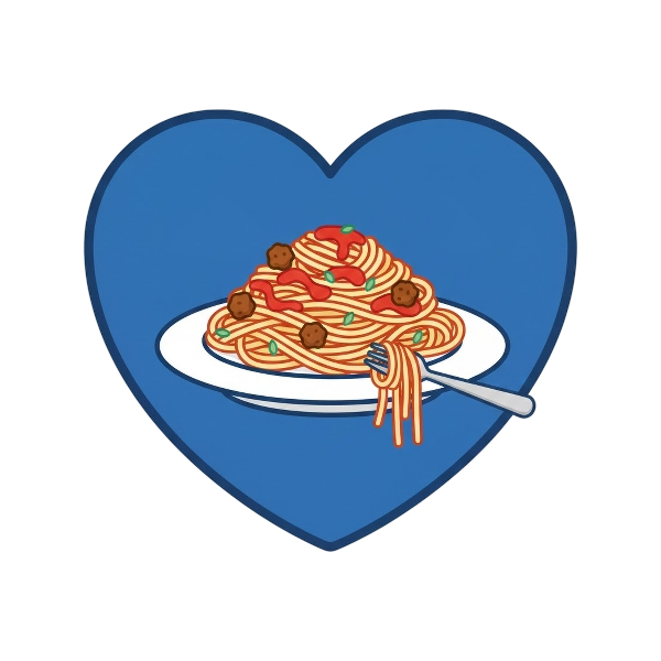 Blue heart and Spaghetti