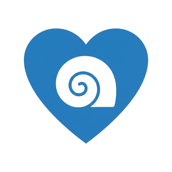 Blue heart and Spiral shell