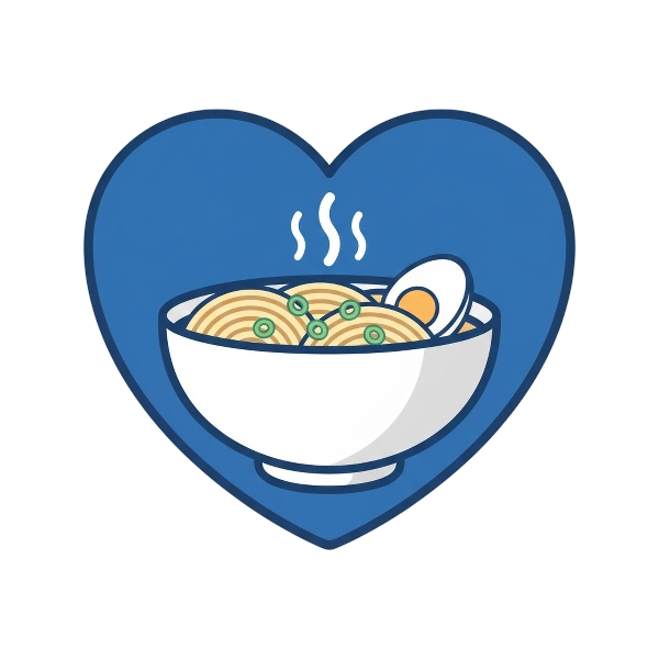 Blue heart and Steaming bowl