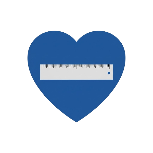 Blue heart and Straight ruler
