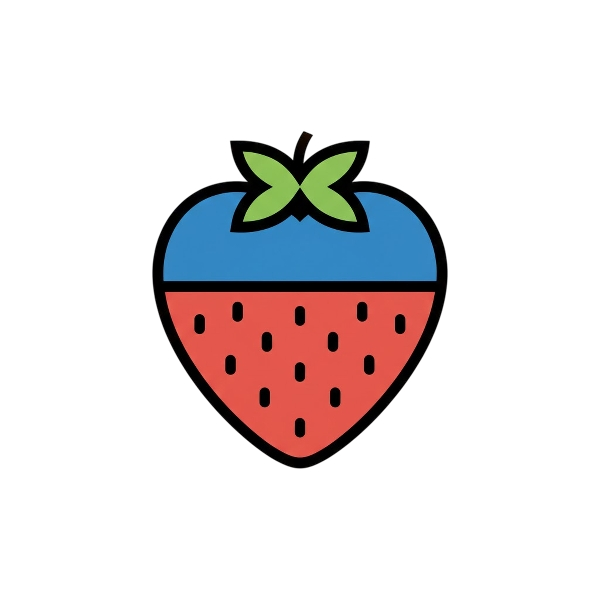 Blue heart and Strawberry