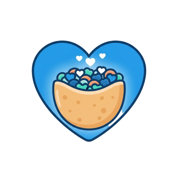 Blue heart and Stuffed flatbread