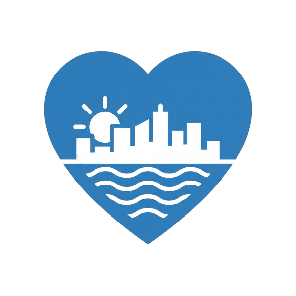 Blue heart and Sunset