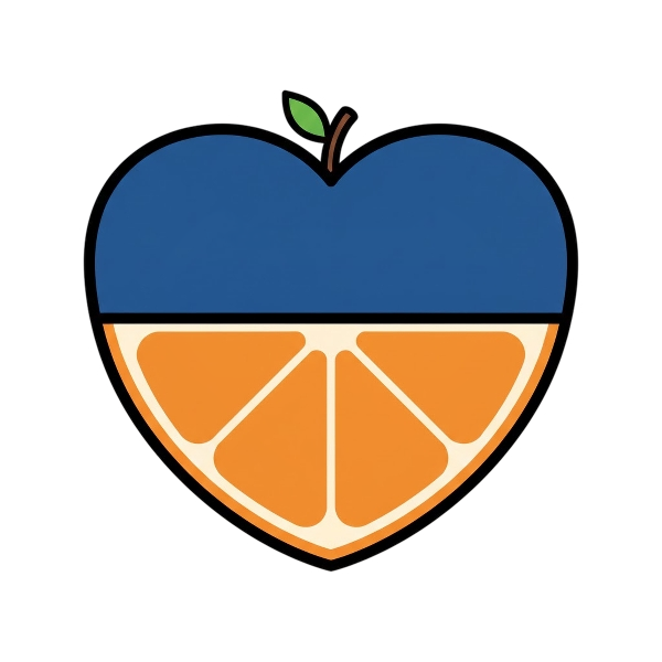 Blue heart and Tangerine