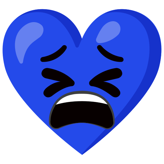 Blue heart and Tired face