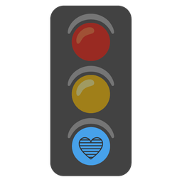 blue heart and vertical traffic light