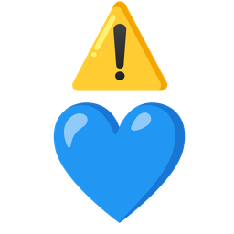 blue heart and warning