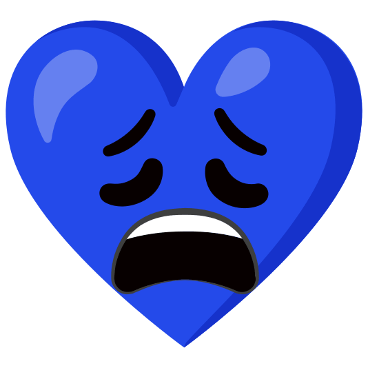 Blue heart and Weary face