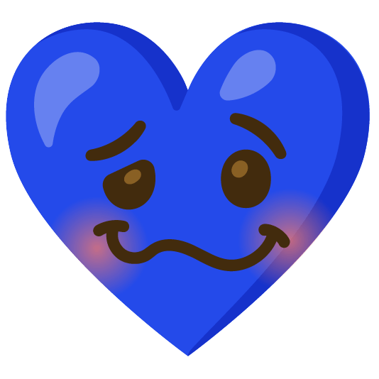 Blue heart and Woozy face