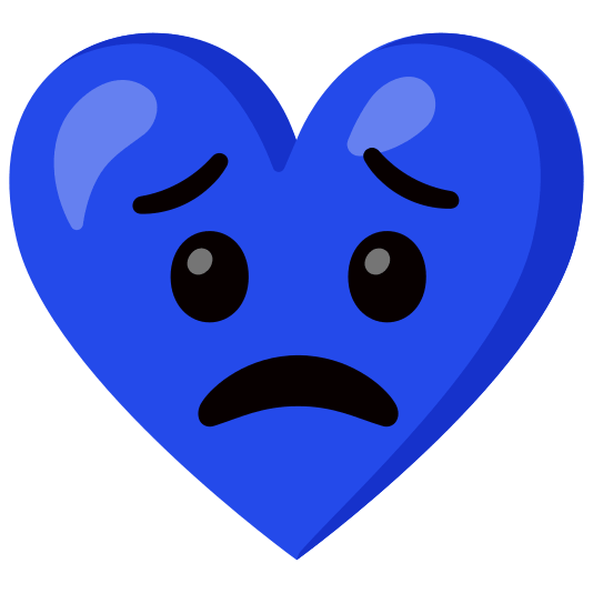 Blue heart and Worried face