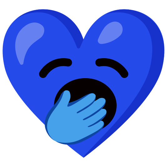 Blue heart and Yawning face