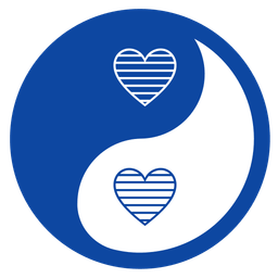 blue heart and yin yang