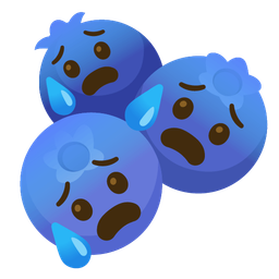 blueberries and anxious face with sweat