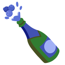 blueberries and bottle with popping cork