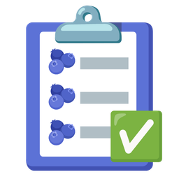 blueberries and check mark button