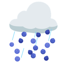 blueberries and cloud with rain