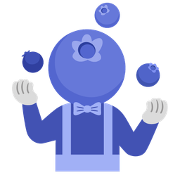 blueberries and clown face