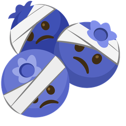 blueberries and face with head-bandage