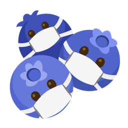 blueberries and face with medical mask