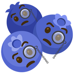 blueberries and face with monocle