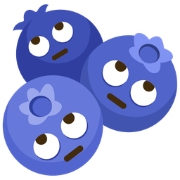 blueberries and face with rolling eyes