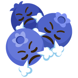 blueberries and face with steam from nose