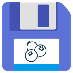 blueberries and floppy disk