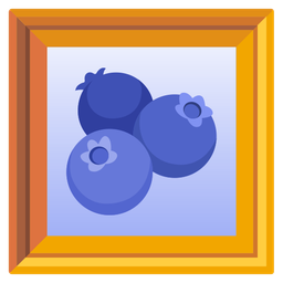 blueberries and framed picture