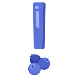 blueberries and red exclamation mark