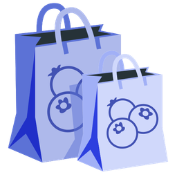 blueberries and shopping bags