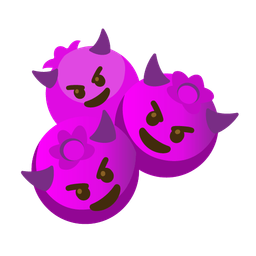 blueberries and smiling face with horns