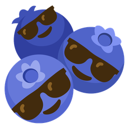 blueberries and smiling face with sunglasses