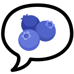 blueberries and speech balloon