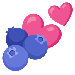 blueberries and two hearts