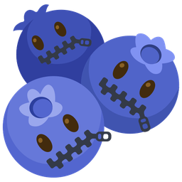 blueberries and zipper-mouth face