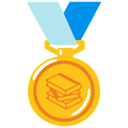 books and 1st place medal